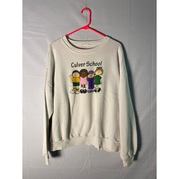 Vintage Culver School White Crewneck Sweatshirt Pullover Women's Size XL - Picture 1 of 4